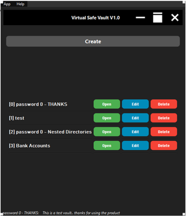 Virtual Safe Vault - Desktop Application screenshot