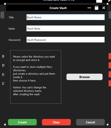 Virtual Safe Vault - Desktop Application screenshot