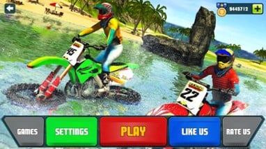 Beach Water Surfer Bike Racing - Motorbike Riding Image