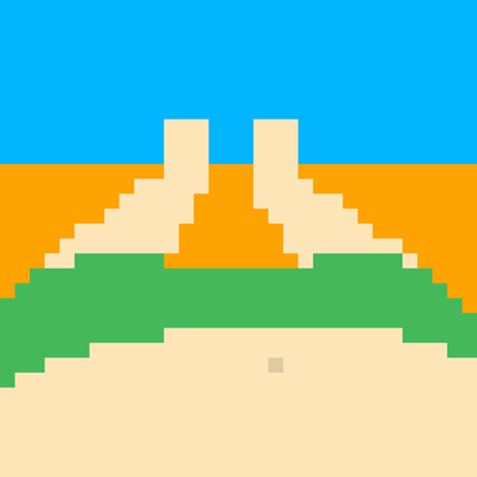 amanwithasinglesmallsquareeyeplaysagameonabeach Image