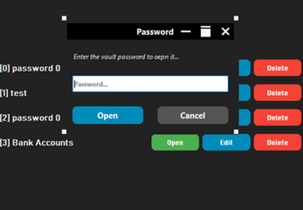 Virtual Safe Vault - Desktop Application screenshot