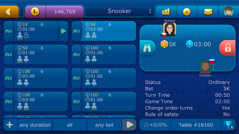 Snooker LiveGames online screenshot