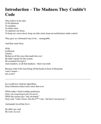 Ozzy vs The Algorithm - Why Real Madness Beats Digital Insanity screenshot