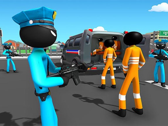 US Police Stickman Criminal Plane Transporter Game Game Cover