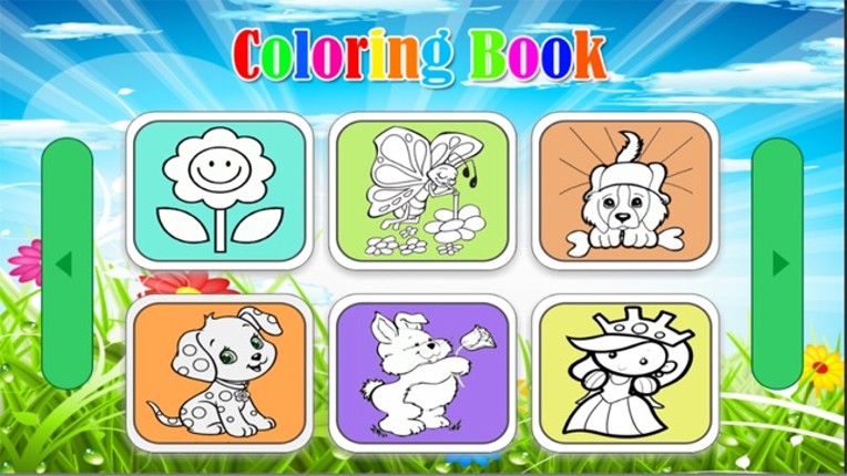 Animals Coloring Books - dog cat princess and flower drawing painting games for kids Image