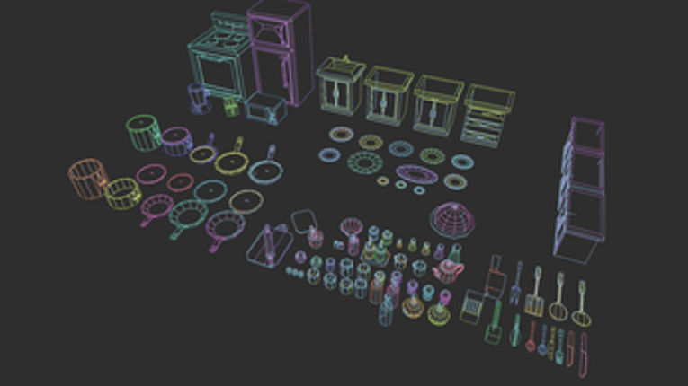 low poly kitchen 3D assets screenshot