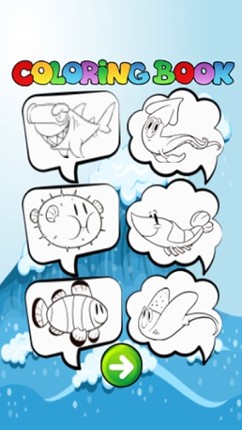 Sea animals shark turtle doodles coloring book kid screenshot