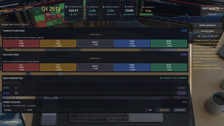 Federal Reserve Simulator screenshot