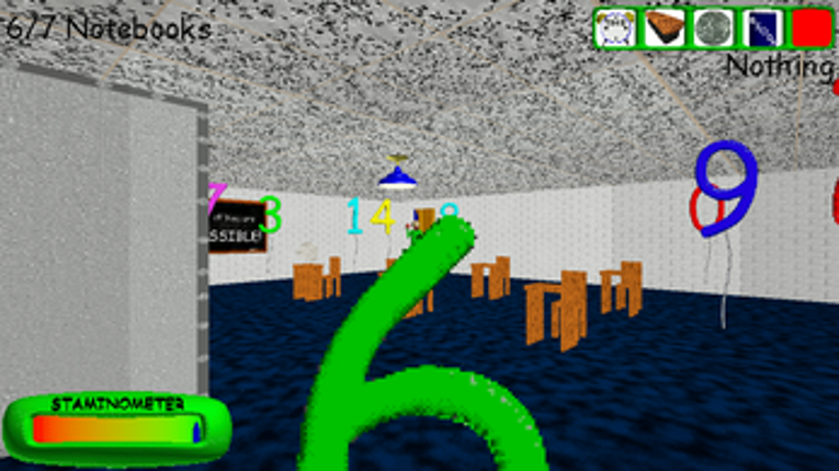 Baldi's Basics Plus but Baldi eats an apple while chasing you screenshot