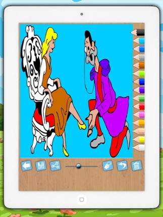Pintar cuentos de hadas: juego educativo para colorear a Rapunzel o Cenicienta para niños Image