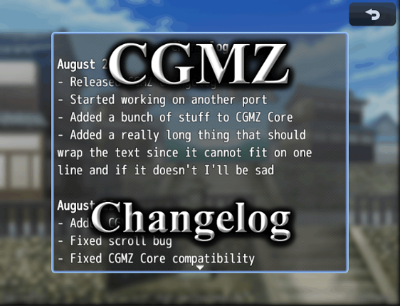 [CGMZ] Changelog for RPG Maker MZ Image