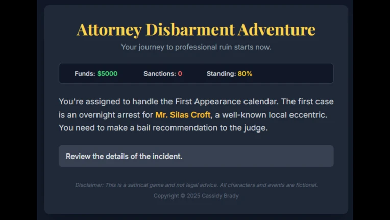 Attorney Disbarment Adventure screenshot