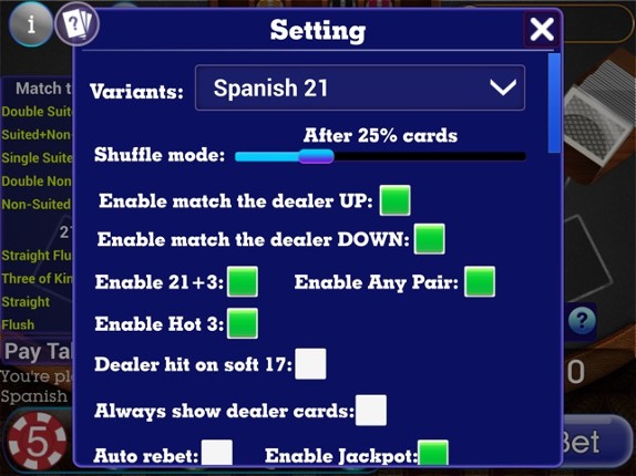 Spanish Blackjack 21 screenshot