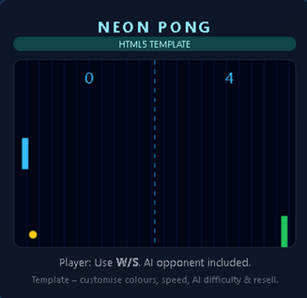 Neon Pong – HTML5 Template (Rebrand & Resell) Image
