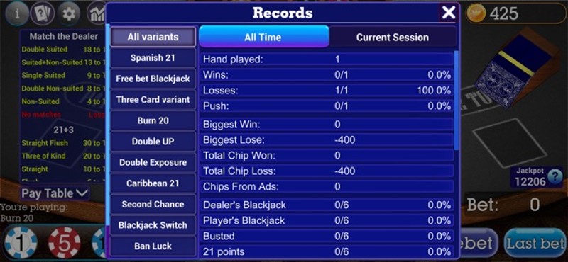 Spanish Blackjack 21 screenshot