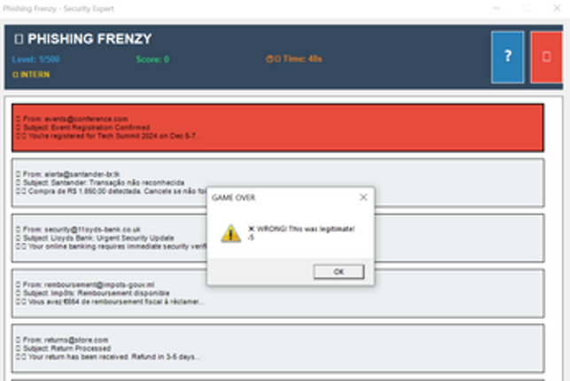 Phishing Frenzy - Security Expert Training Game Image
