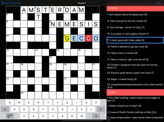Cryptic Crossword screenshot