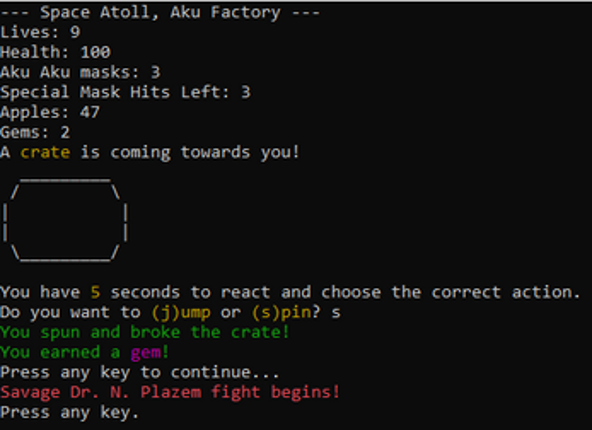 Crash Bandicoot Text Adventure Image