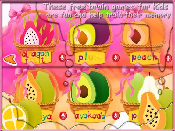 Fruit Vocab &amp; Paint Game 2 - Artstudio for kids screenshot