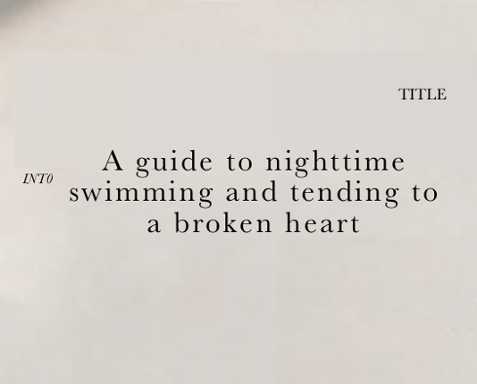 A Guide to Nighttime Swimming and Tending to a Broken Heart Image