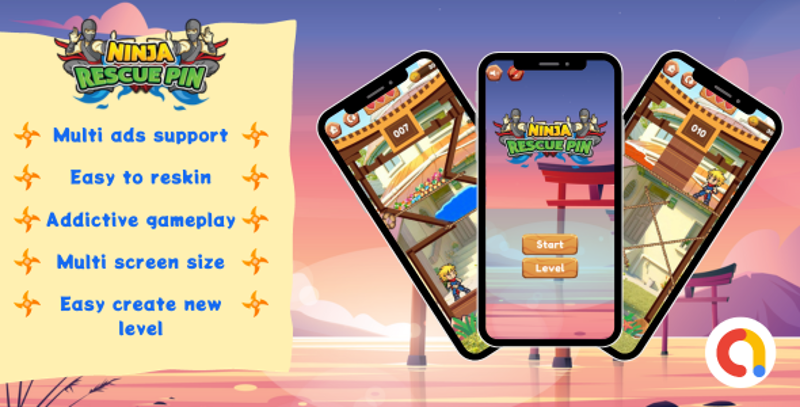 Ninja Rescue Pin - Android Unity Puzzle Pull Pin - Multiple Ads Support Image