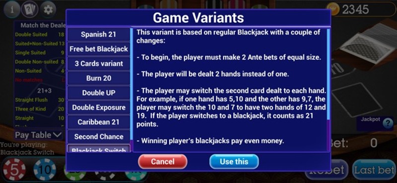 Spanish Blackjack 21 screenshot