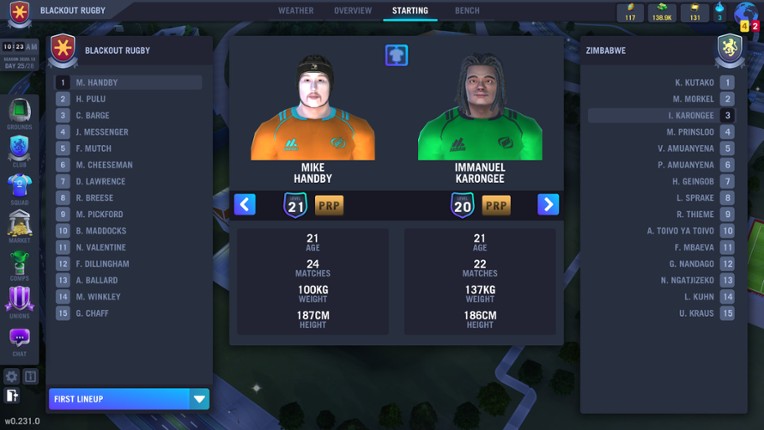 Blackout Rugby Manager screenshot