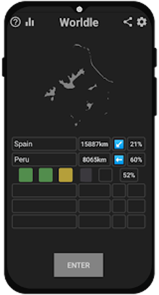 Worldle - Daily country guess screenshot