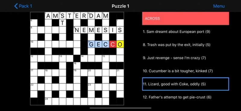 Cryptic Crossword screenshot