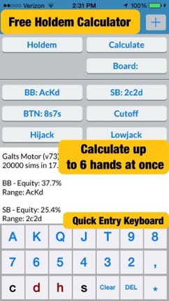 Galts Motor: Poker Calculator for Holdem, Omaha, Deuce to Seven, Badugi &amp; Ace to Five Games screenshot
