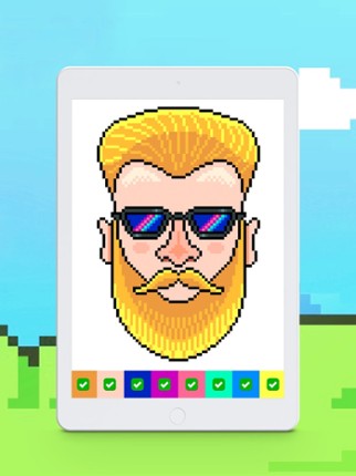 Color by number pixel art page screenshot