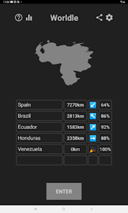Worldle - Daily country guess screenshot