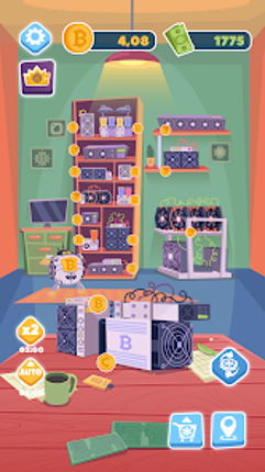 Bitcoin mining: idle simulator screenshot