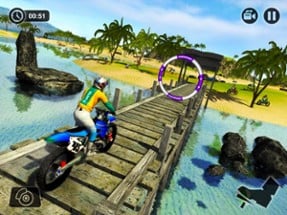 Beach Water Surfer Bike Racing - Motorbike Riding Image