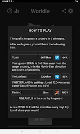 Worldle - Daily country guess screenshot