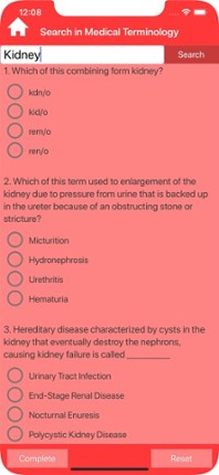 Urology Medical Terms Quiz screenshot