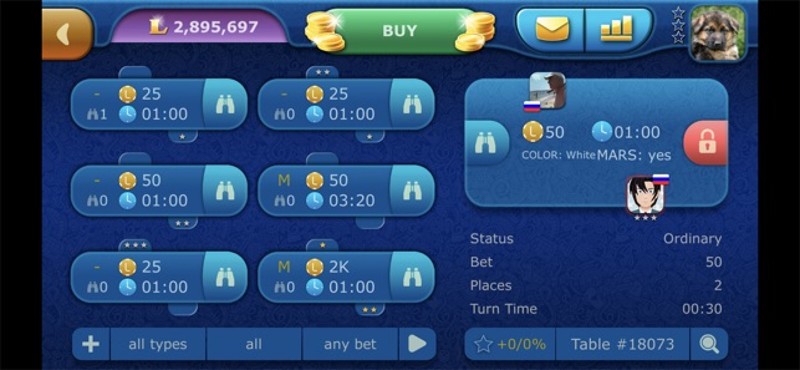 Online Backgammon LiveGames screenshot