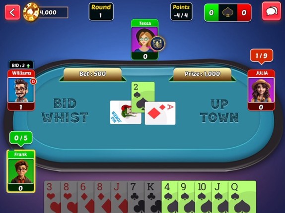 Bid Whist Spades Classic Games screenshot