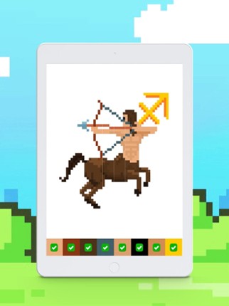 Color by number pixel art page screenshot