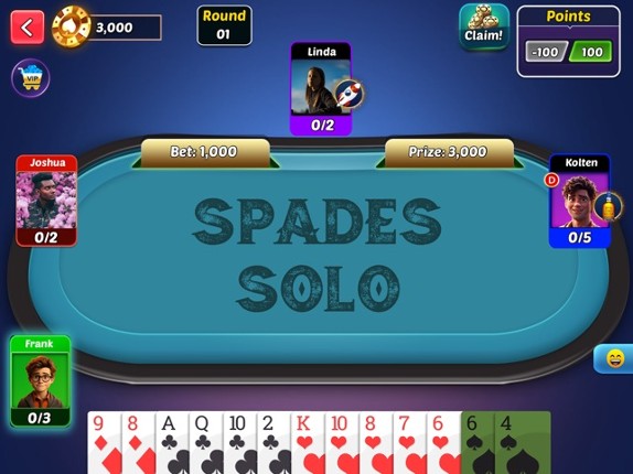 Bid Whist Spades Classic Games screenshot