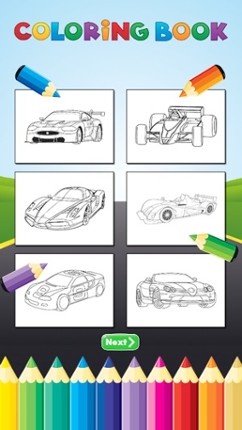 Sports Car Racing Coloring Book - Drawing and Painting Vehicles Game HD, All In 1 Series Free For Kid screenshot