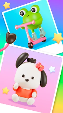 Cute Minis 3D Coloring Book Image