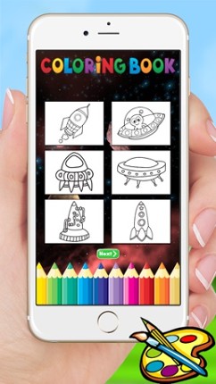 Rockets &amp; Spaceships Coloring - Drawing for kids free games Image