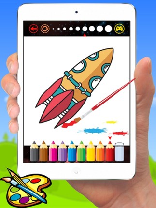 Rockets & Spaceships Coloring - Drawing for kids free games screenshot