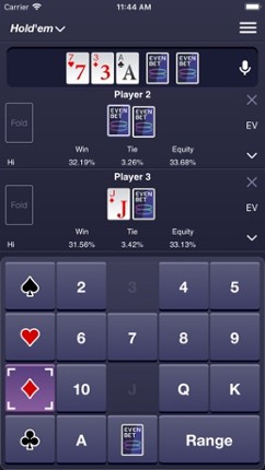 Evenbet Poker Calculator screenshot
