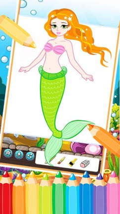 Mermaid Princess Coloring Book - Printable Coloring Pages with Finger Painting screenshot
