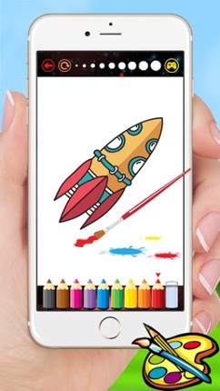 Rockets & Spaceships Coloring - Drawing for kids free games screenshot