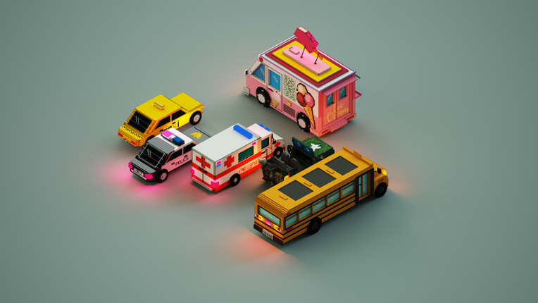 6 voxel 3D vehicles set Image