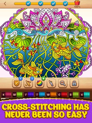 Cross Stitch Coloring Mandala Image