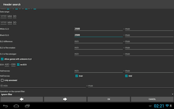Scid on the go screenshot